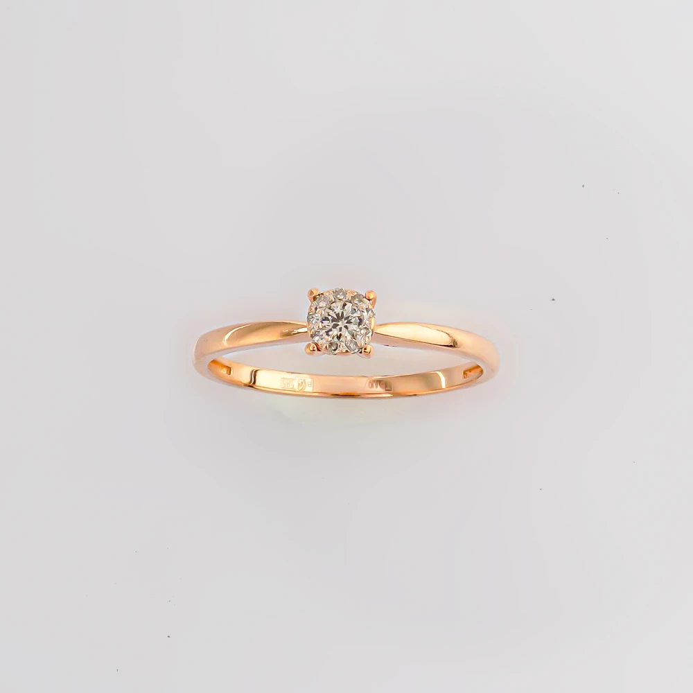 Кольцо с бриллиантом из красного золота 585 пробы