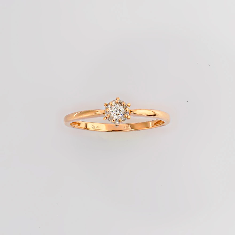 Кольцо с бриллиантом из красного золота 585 пробы