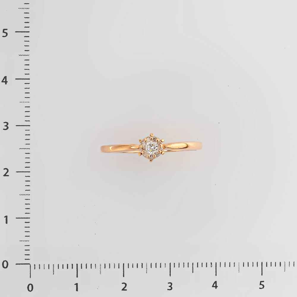 Кольцо с бриллиантом из красного золота 585 пробы