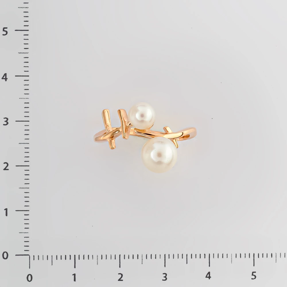 Кольцо с культивированным жемчугом из красного золота 585 пробы