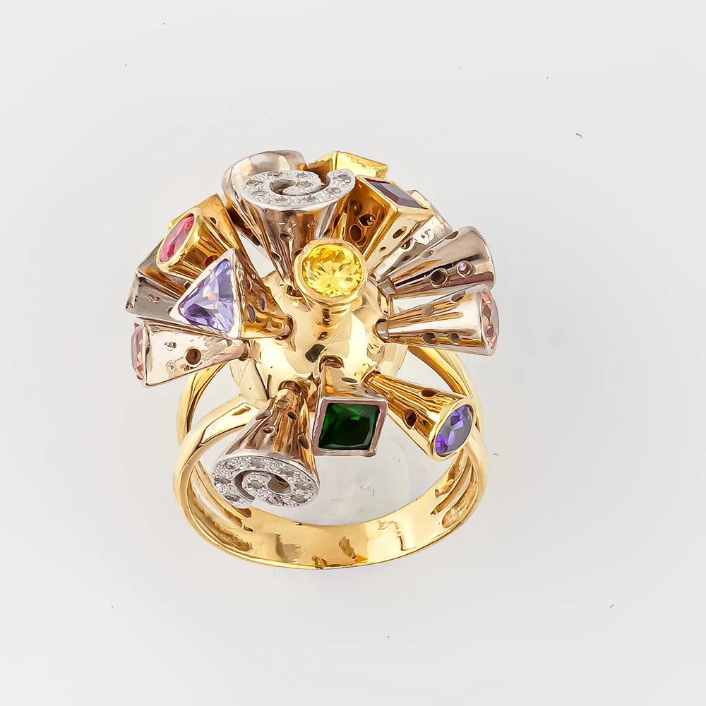 Кольцо с ситаллом из желтого золота 500 пробы