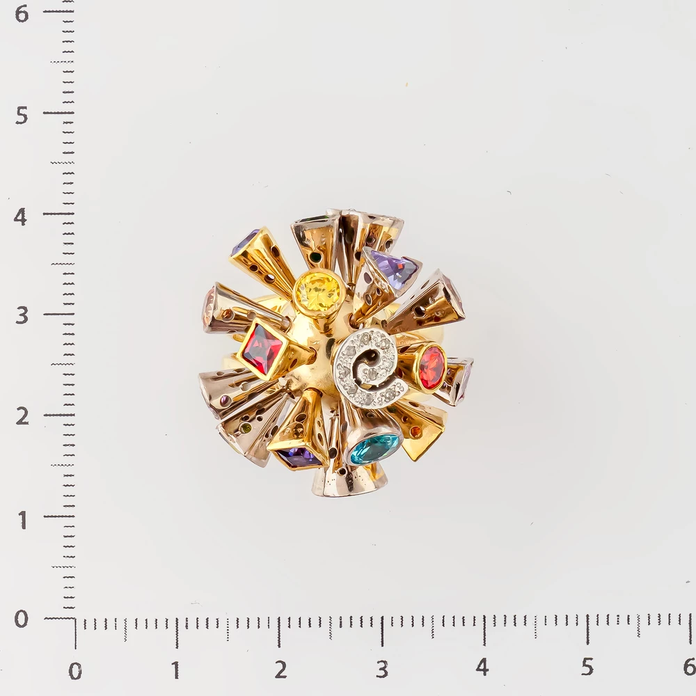 Кольцо с ситаллом из желтого золота 500 пробы