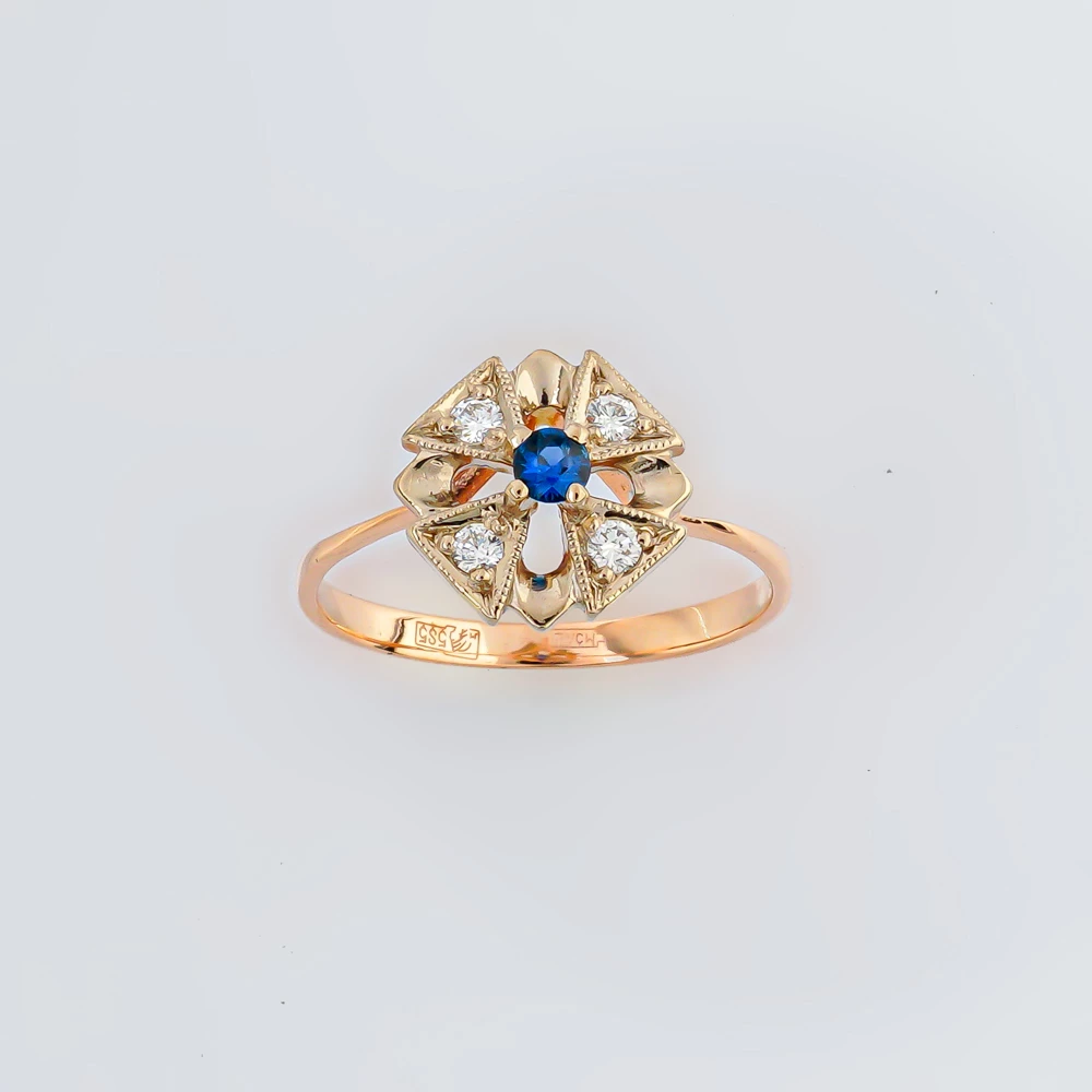 Кольцо с сапфиром из красного золота 585 пробы Кольцо с сапфиром из красного золота 585 пробы