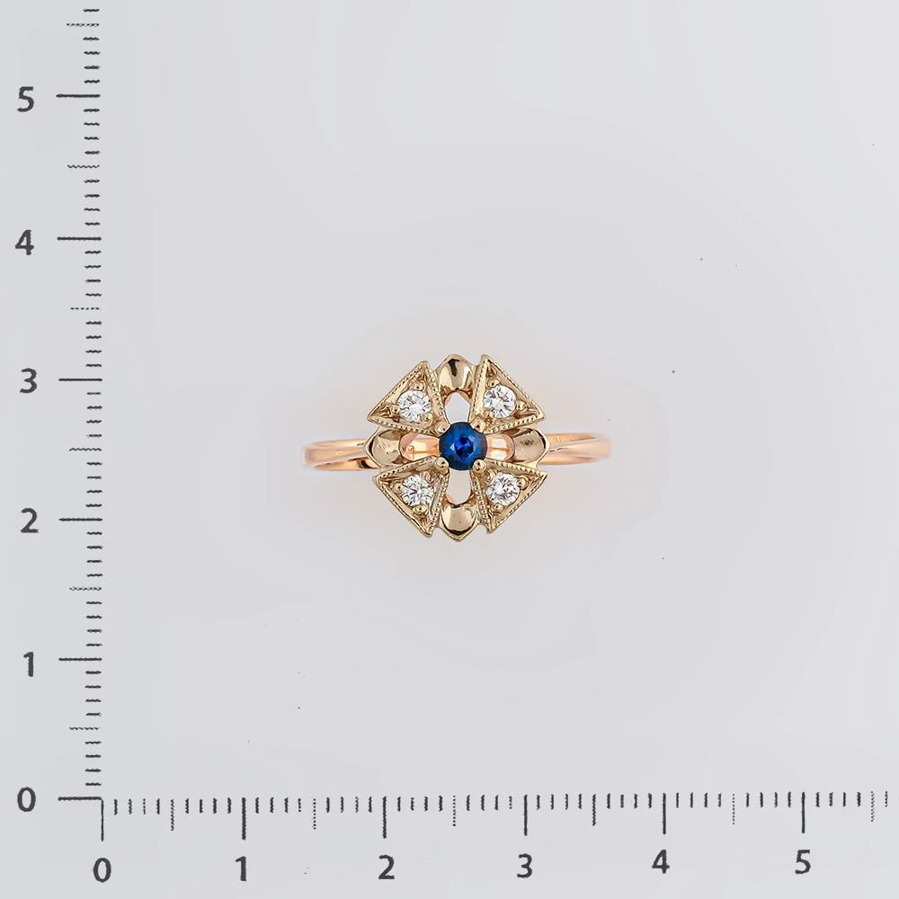 Кольцо с сапфиром из красного золота 585 пробы Кольцо с сапфиром из красного золота 585 пробы