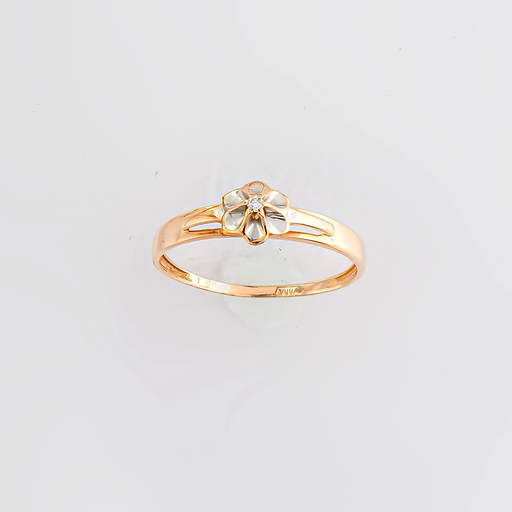 Кольцо с бриллиантом из красного золота 585 пробы