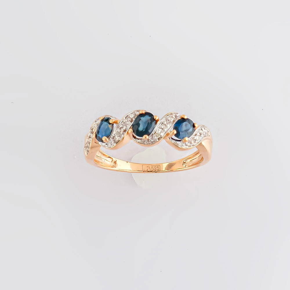 Кольцо с сапфиром из красного золота 585 пробы