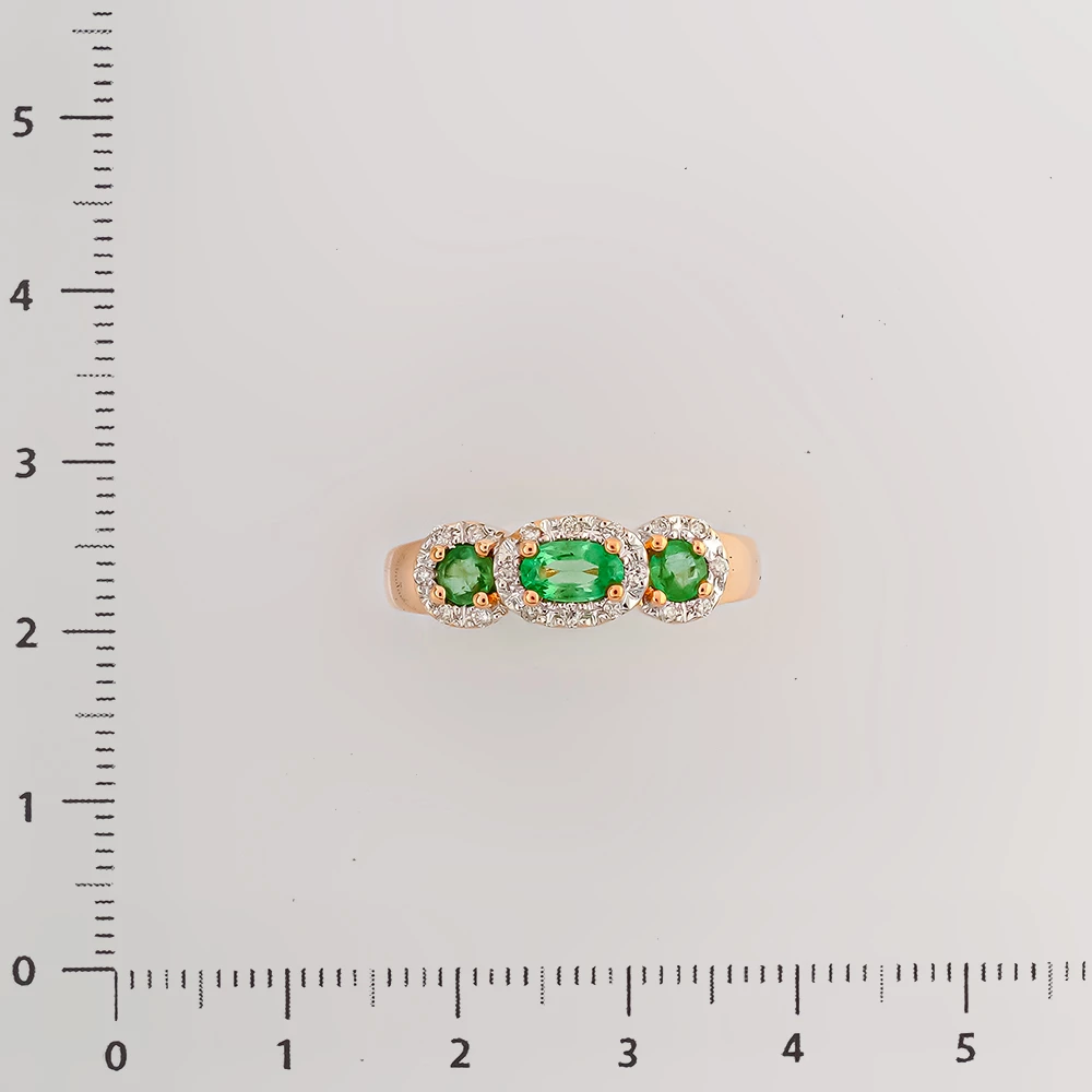 Кольцо с изумрудом из красного золота 585 пробы