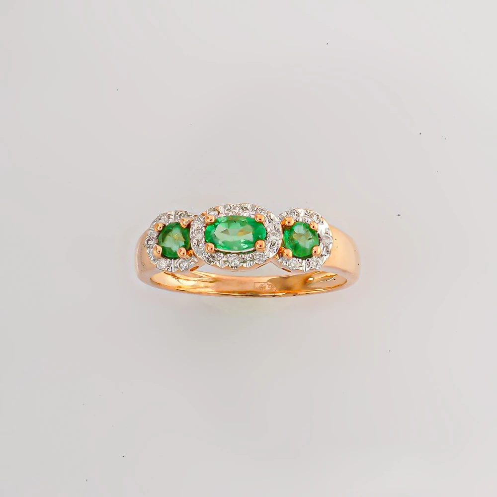 Кольцо с изумрудом из красного золота 585 пробы