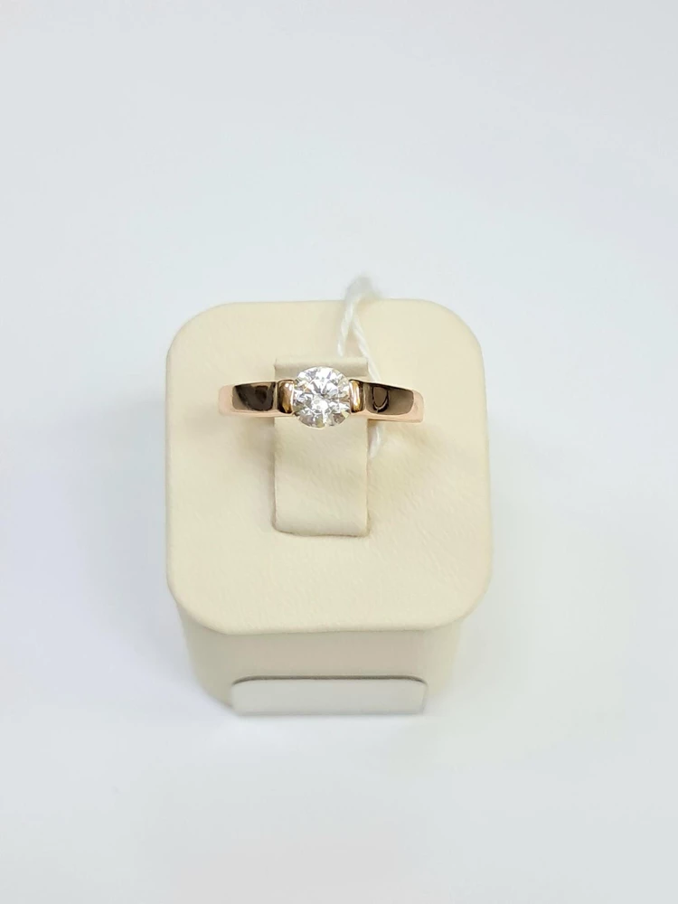 Кольцо с фианитом из красного золота 585 пробы