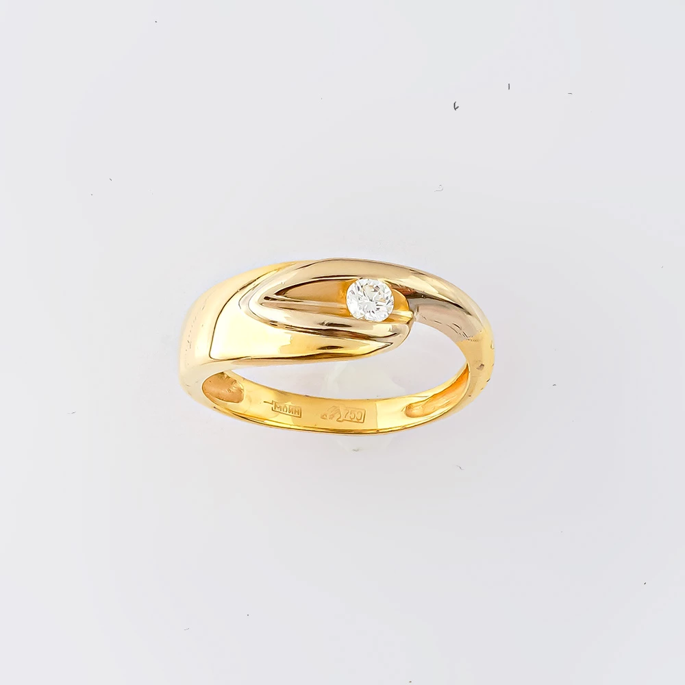 Кольцо с бриллиантом из желтого золота 750 пробы