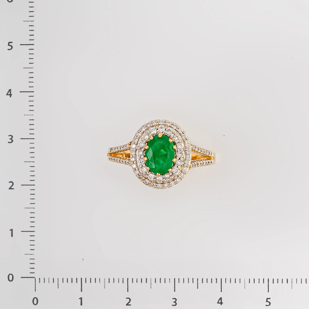 Кольцо с изумрудом из желтого золота 585 пробы