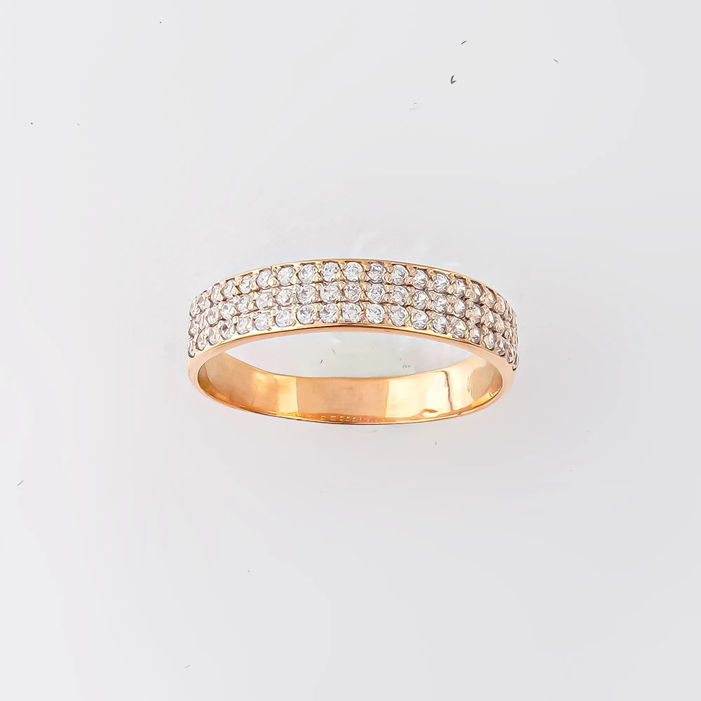 Кольцо с фианитом из красного золота 585 пробы