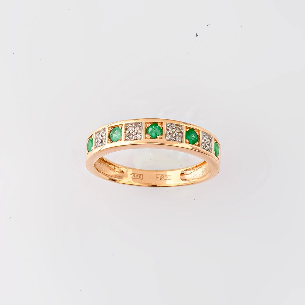 Кольцо с изумрудом из красного золота 585 пробы