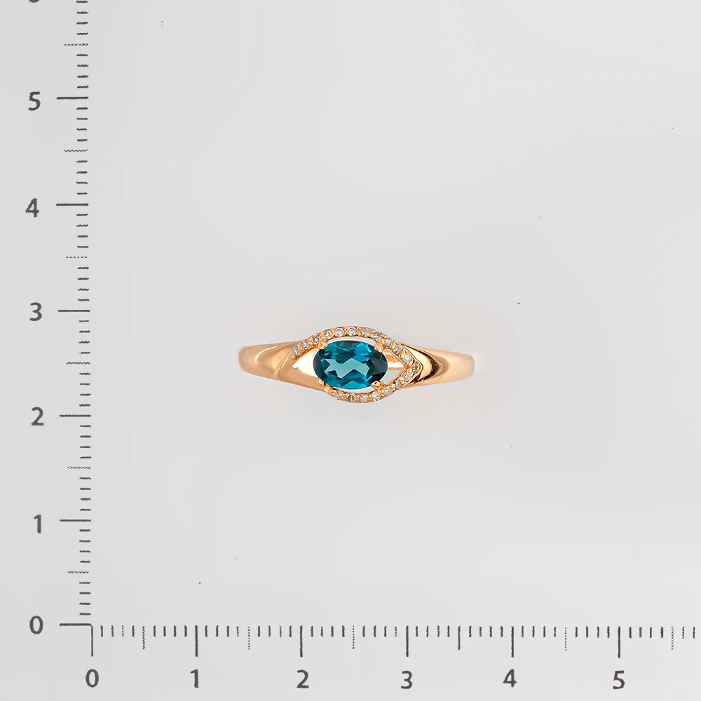 Кольцо с топазом из красного золота 585 пробы