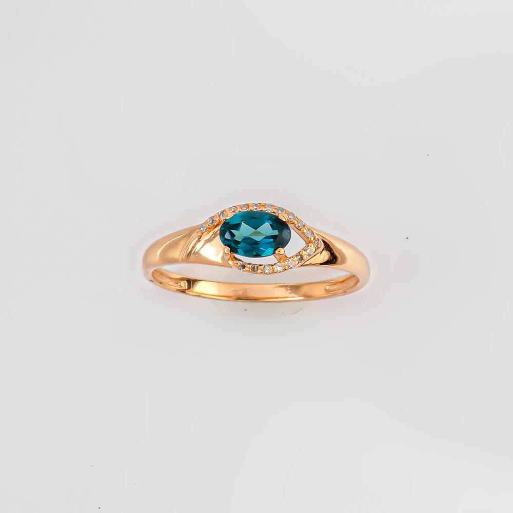 Кольцо с топазом из красного золота 585 пробы