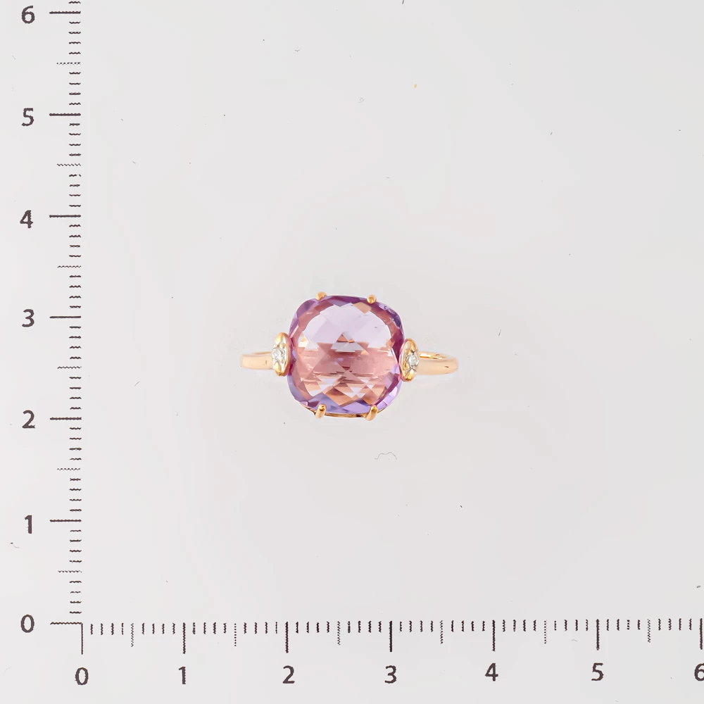 Кольцо с аметистом из красного золота 585 пробы
