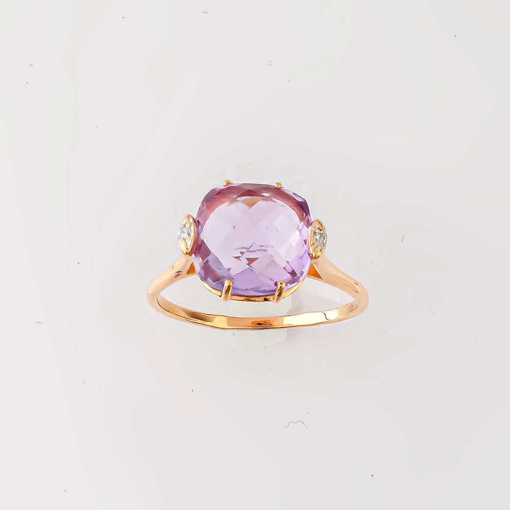 Кольцо с аметистом из красного золота 585 пробы