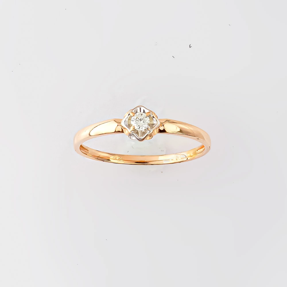 Кольцо с бриллиантом из красного золота 585 пробы