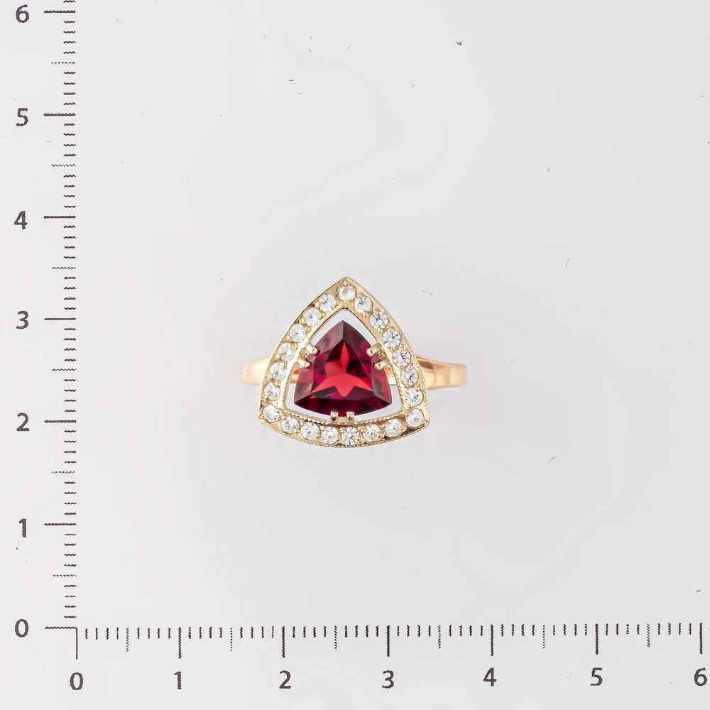 Кольцо с гранатом из красного золота 585 пробы