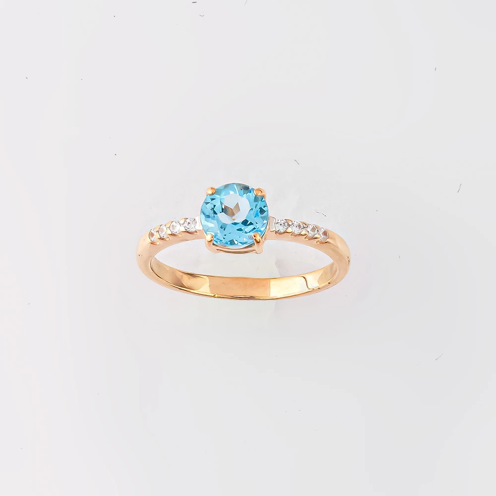 Кольцо с топазом из красного золота 585 пробы