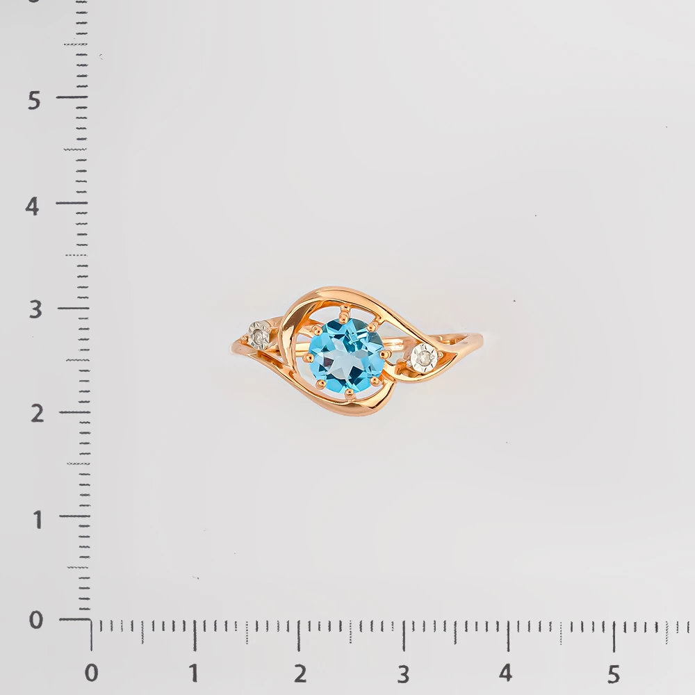 Кольцо с топазом из красного золота 585 пробы