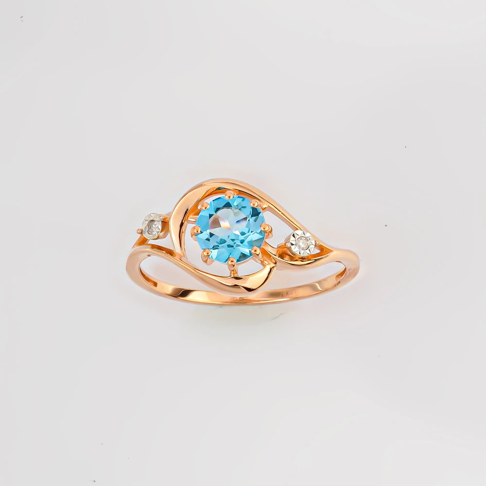 Кольцо с топазом из красного золота 585 пробы