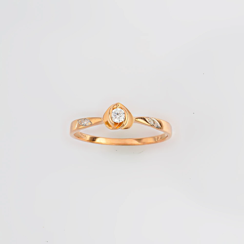 Кольцо с бриллиантом из красного золота 585 пробы