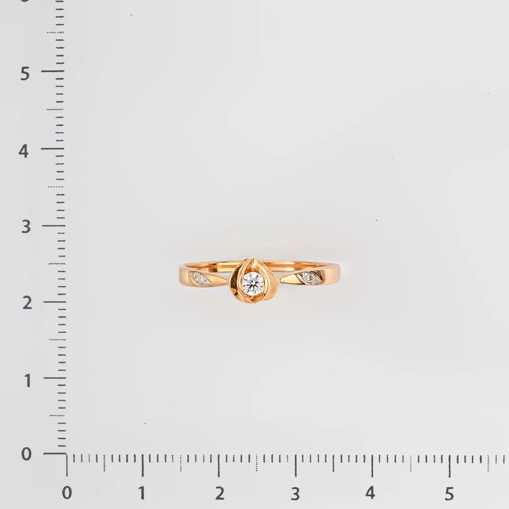 Кольцо с бриллиантом из красного золота 585 пробы