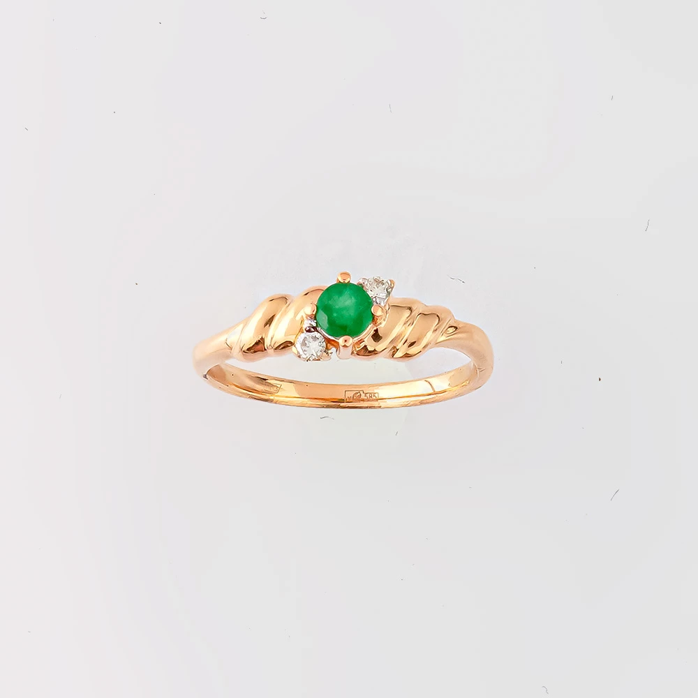 Кольцо с изумрудом из красного золота 585 пробы