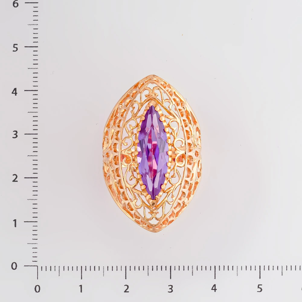 Кольцо с фианитом из красного золота 583 пробы