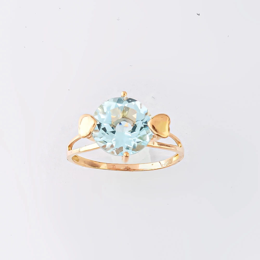 Кольцо с топазом из красного золота 585 пробы