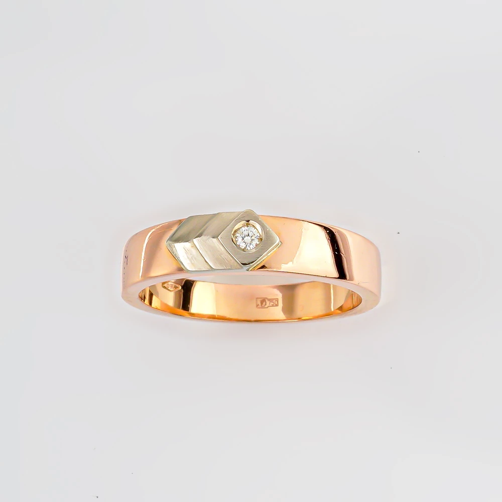 Кольцо с бриллиантом из красного золота 750 пробы