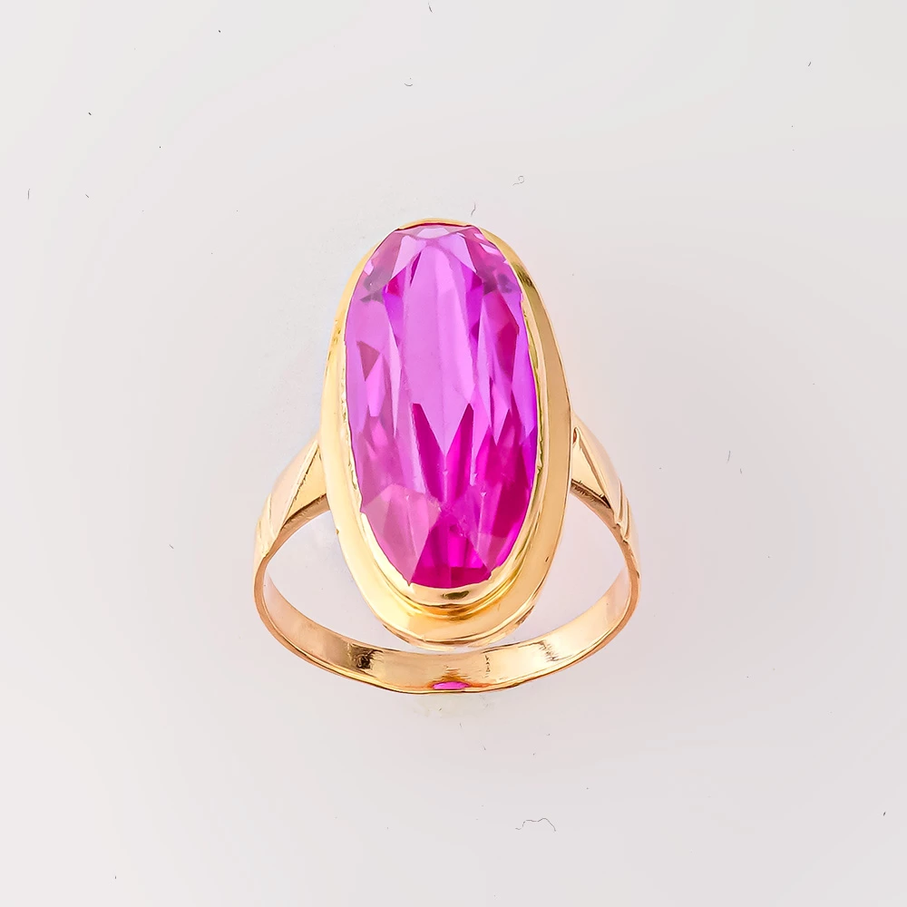 Кольцо с фианитом из красного золота 583 пробы