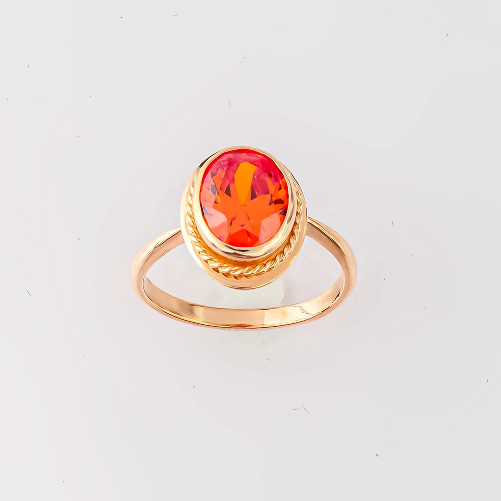 Кольцо с фианитом из красного золота 583 пробы