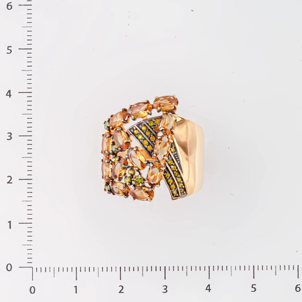 Кольцо с султанит синтетическим из красного золота 585 пробы