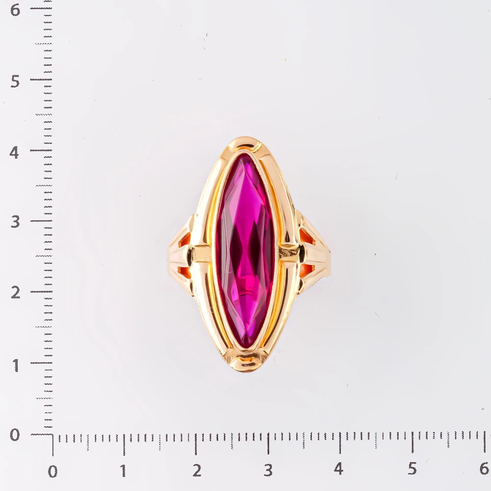 Кольцо с фианитом из красного золота 583 пробы