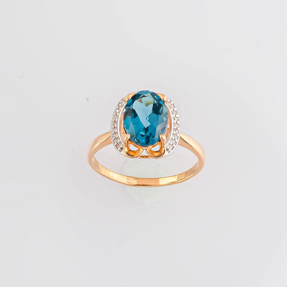 Кольцо с топазом из красного золота 585 пробы Кольцо с топазом из красного золота 585 пробы