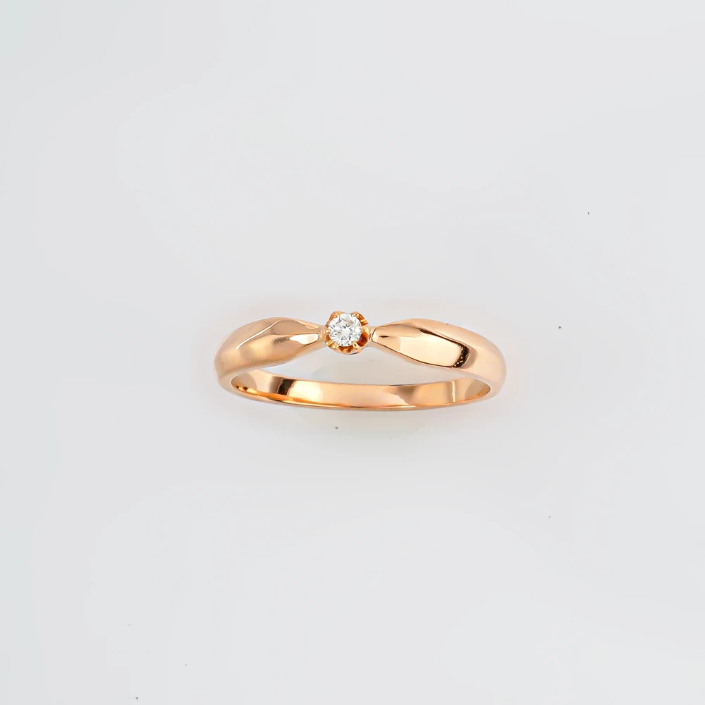 Кольцо с бриллиантом из красного золота 585 пробы