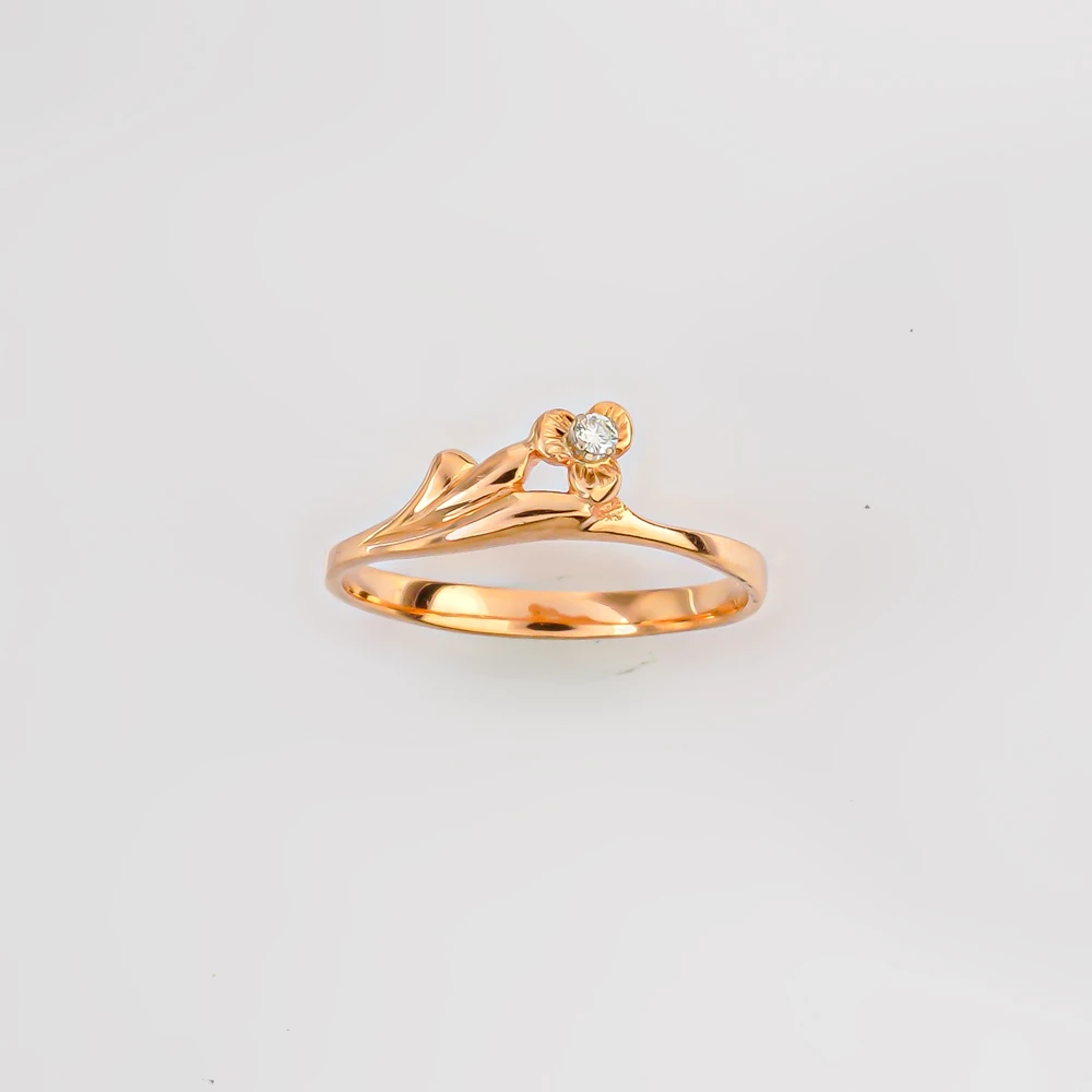 Кольцо с бриллиантом из красного золота 585 пробы