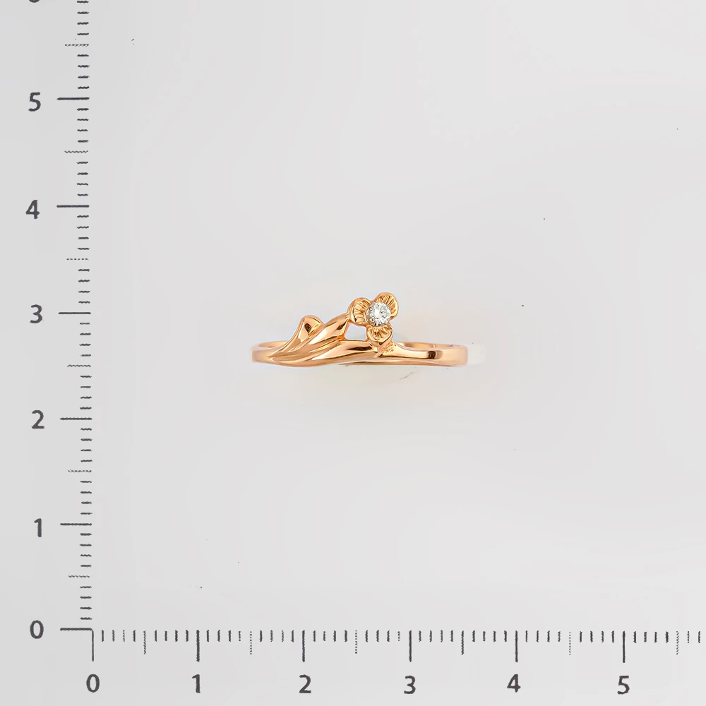 Кольцо с бриллиантом из красного золота 585 пробы