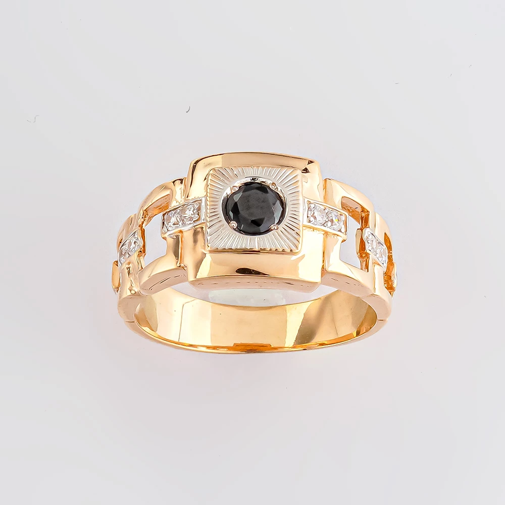 Кольцо с фианитом из красного золота 585 пробы