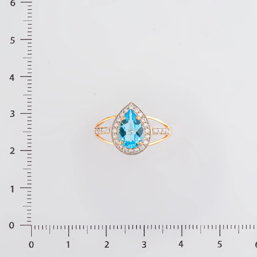 Кольцо с топазом из красного золота 585 пробы