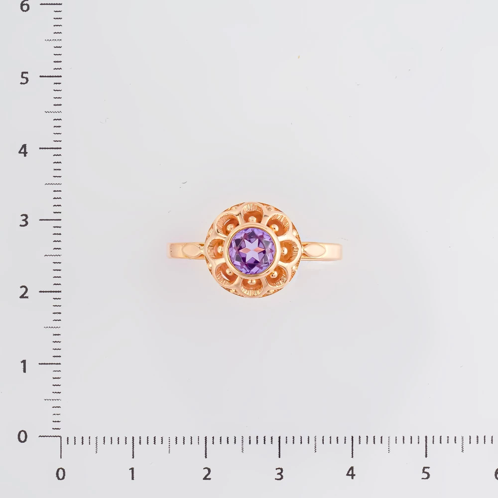 Кольцо с фианитом из красного золота 585 пробы Кольцо с фианитом из красного золота 585 пробы