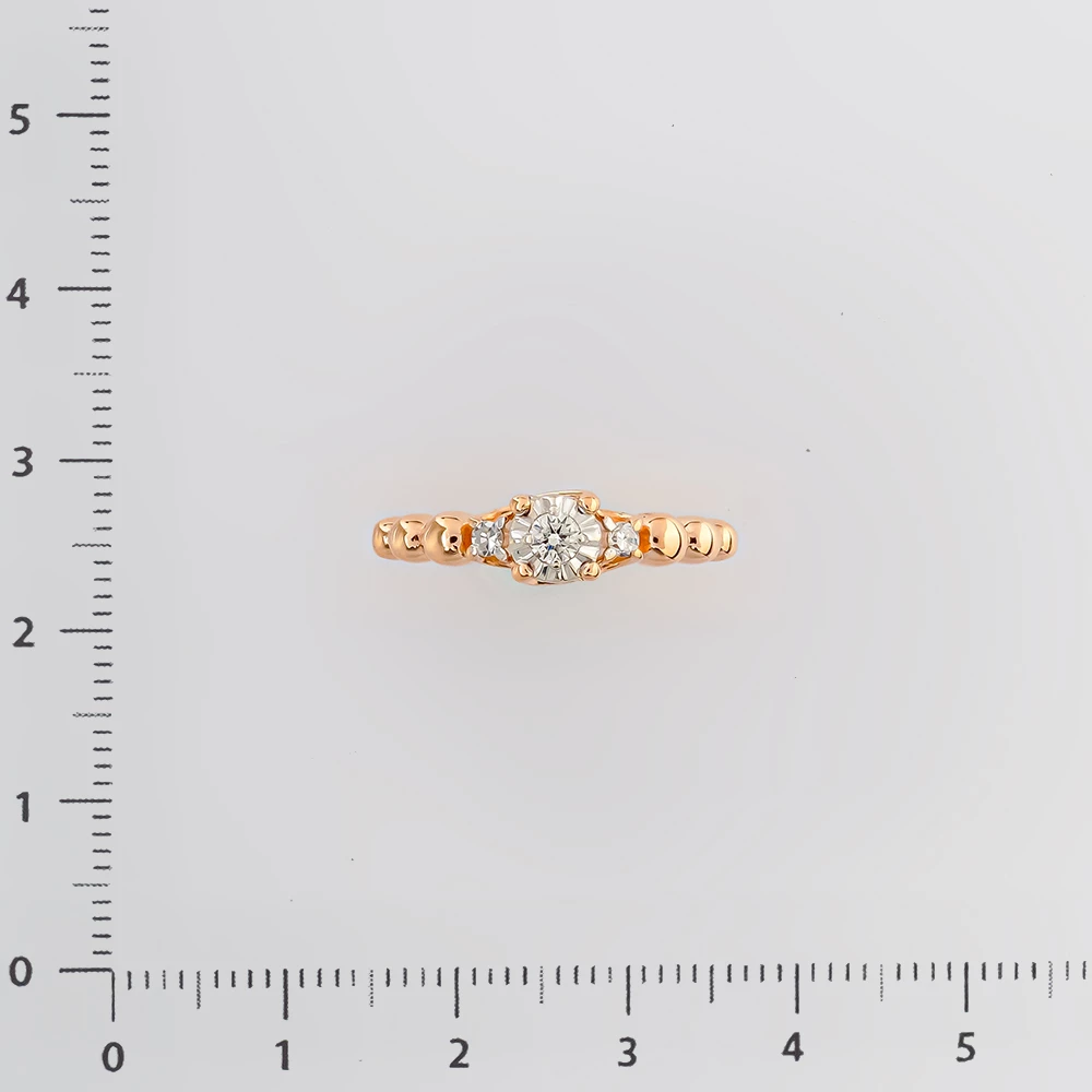 Кольцо с бриллиантом из красного золота 585 пробы