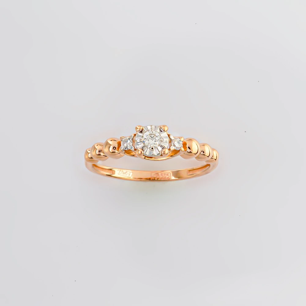 Кольцо с бриллиантом из красного золота 585 пробы