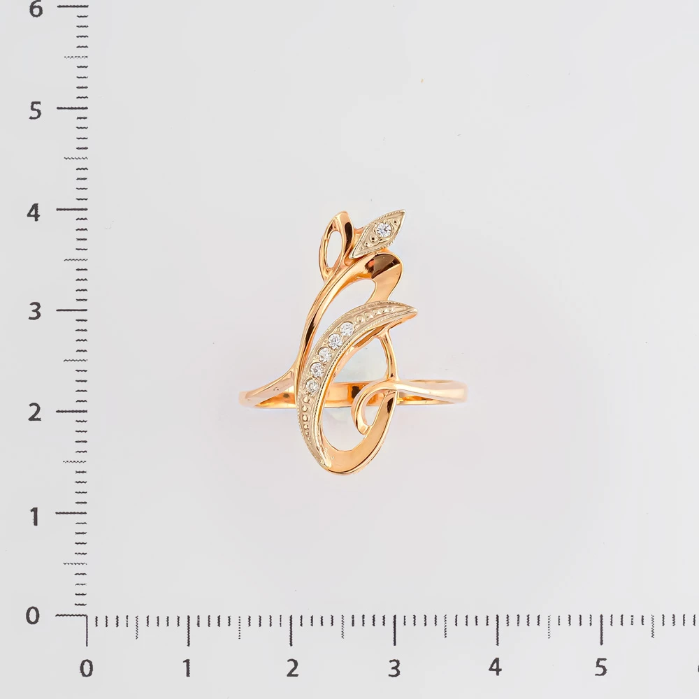 Кольцо с фианитом из красного золота 585 пробы