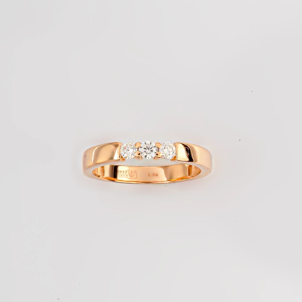 Кольцо с бриллиантом из красного золота 585 пробы