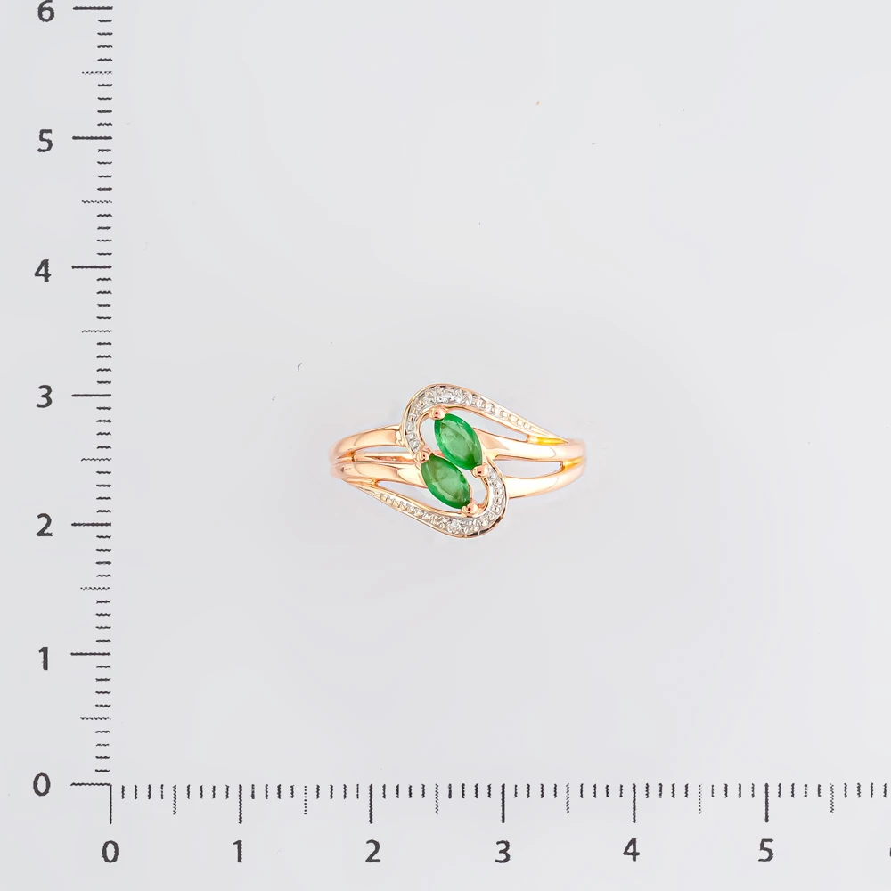 Кольцо с изумрудом из красного золота 585 пробы Кольцо с изумрудом из красного золота 585 пробы