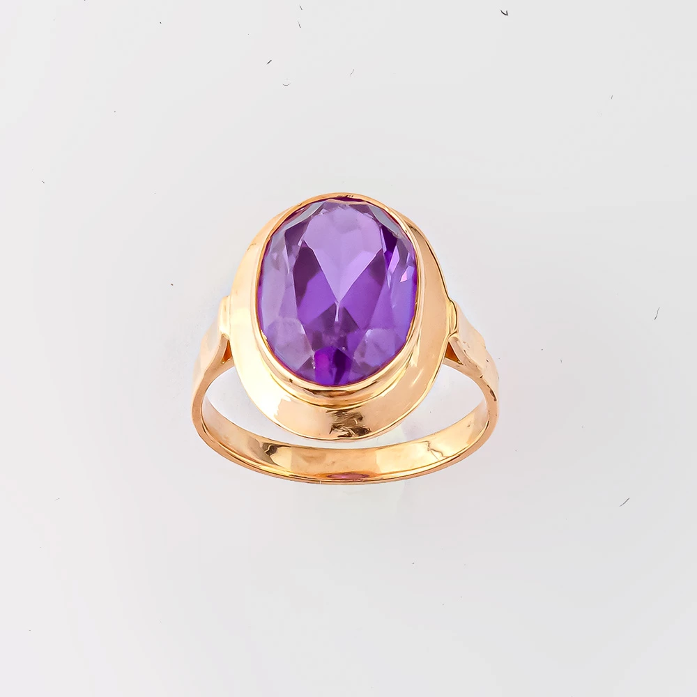 Кольцо с фианитом из красного золота 583 пробы