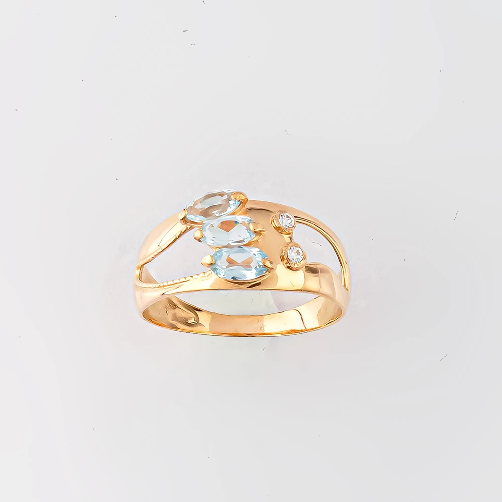 Кольцо с топазом из красного золота 585 пробы